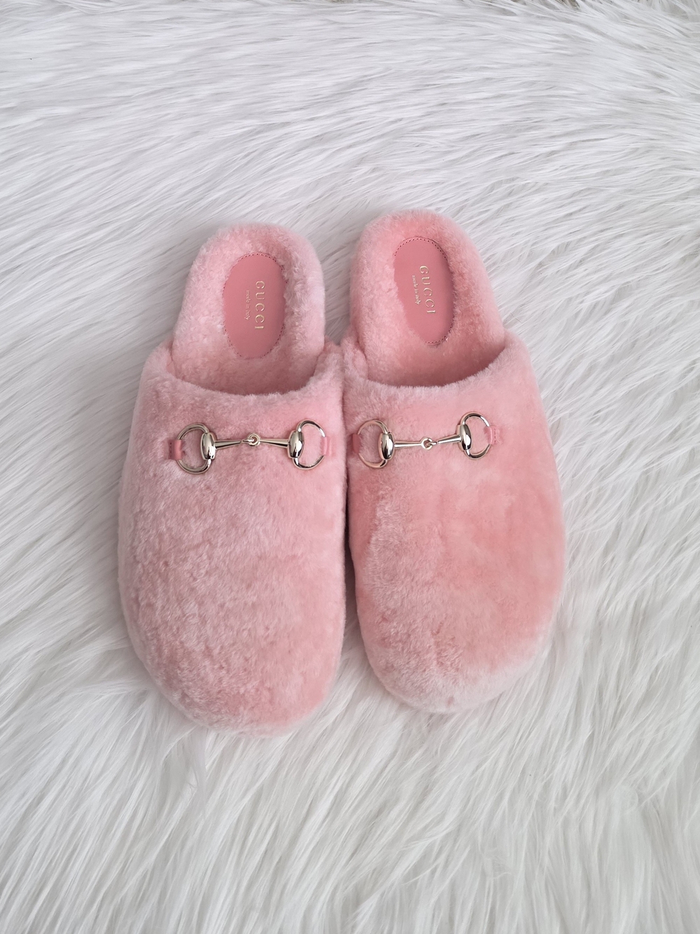 Gucci Horsebit Shearling Mules